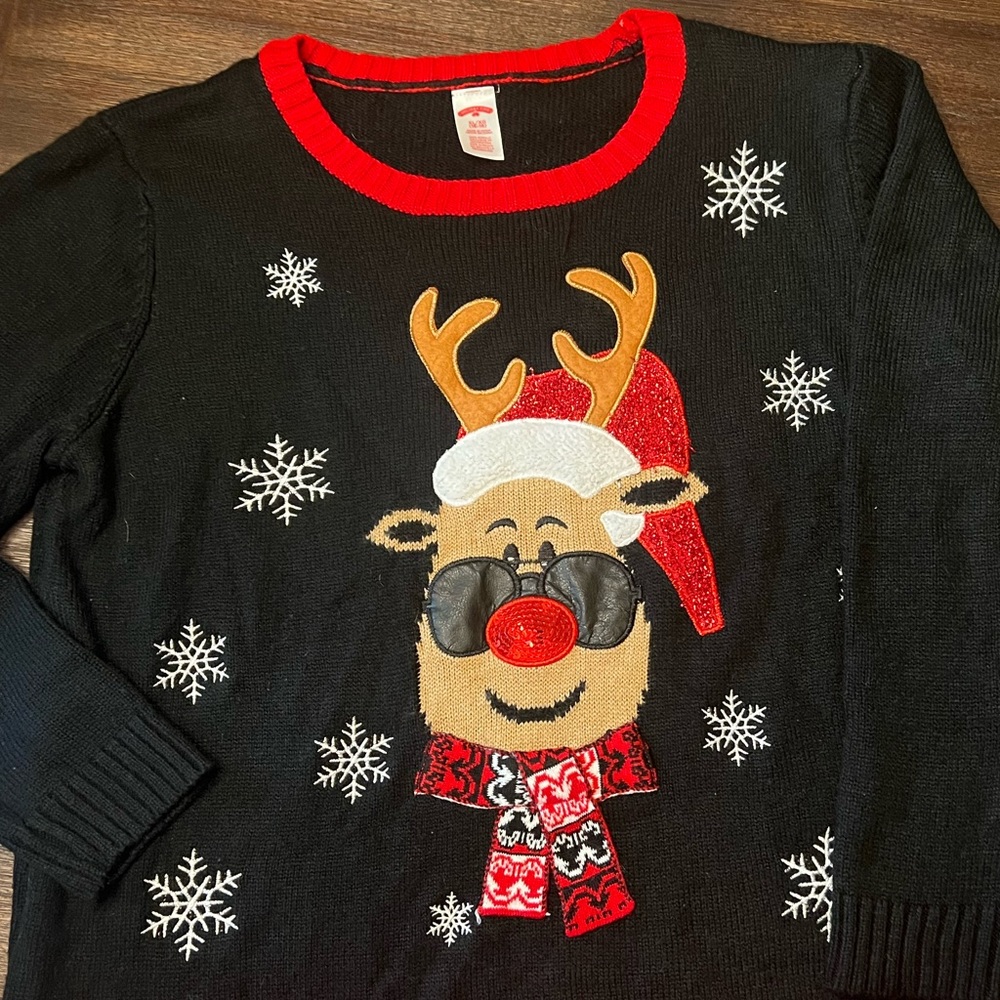 Rudolph Ugly Christmas Sweater in Black (Holiday Time)